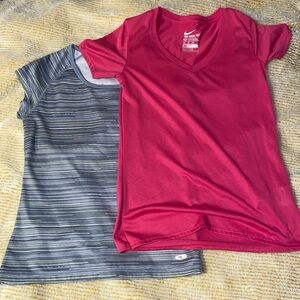 Both size XS Pink “Nike” striped Champion